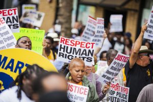 New York, New York, United States - August 23, 2014: Thousands of people protest against NYPD in Staten Island Over Eric Garner